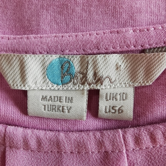 Boden Scoop Neck Cap Sleeve Pleated Chiffon Front Pink Blouse - Sz 6 - Picture 5 of 6